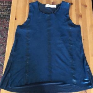 Navy faux snake skin blouse